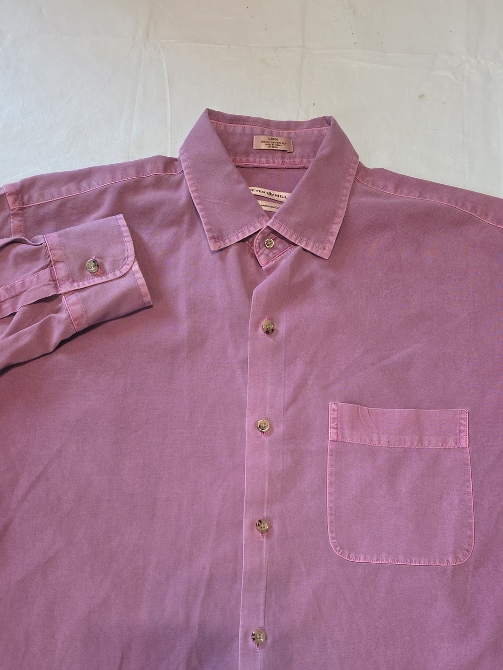 Peter Millar Men's Mountainside Collection Cotton Silk Blend Button-Up Mauve L